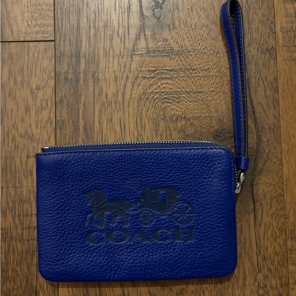 Coach Royal Blue Leather Wristlet